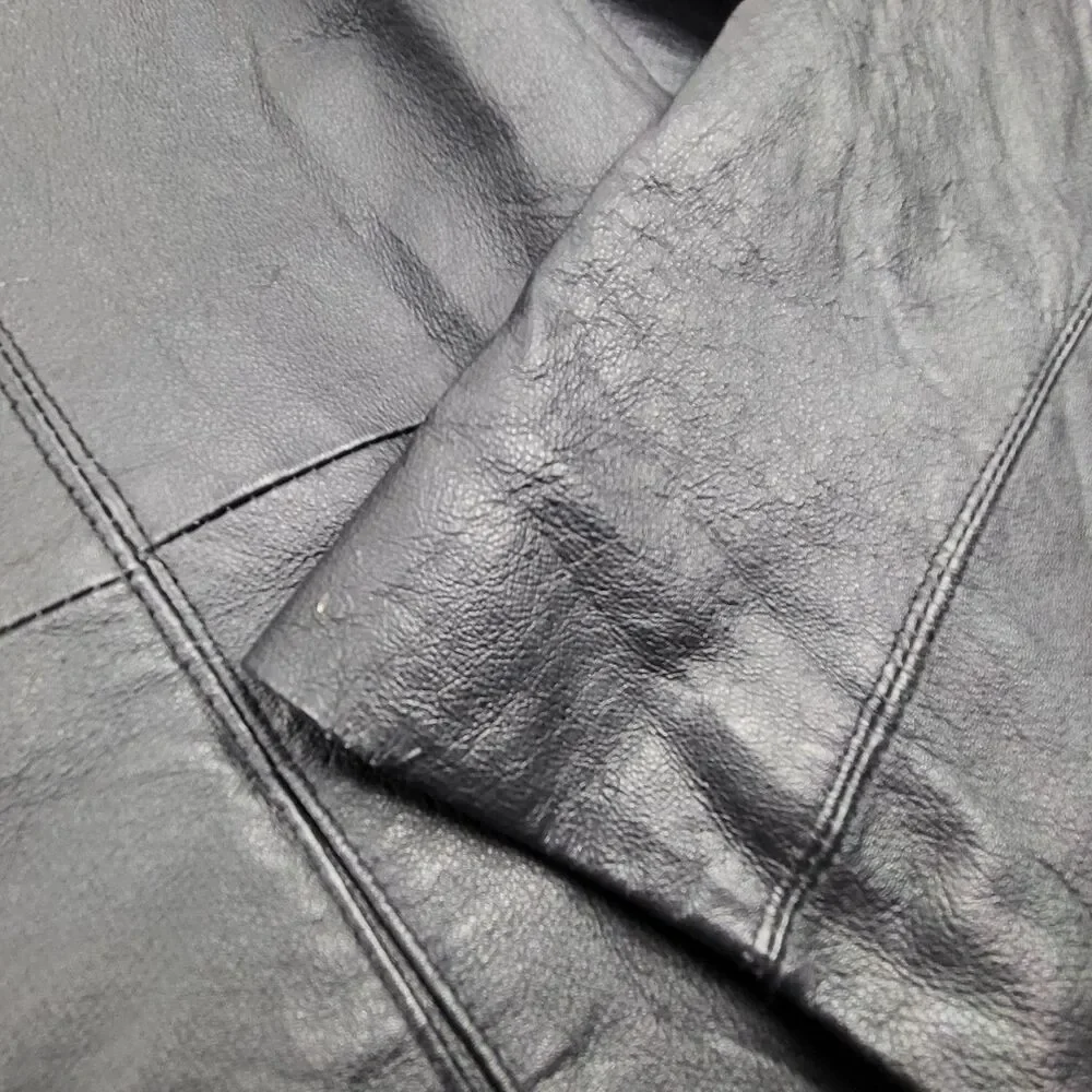 Dialogue Womens 100% Leather Jacket Blazer Button Coat Size XL
